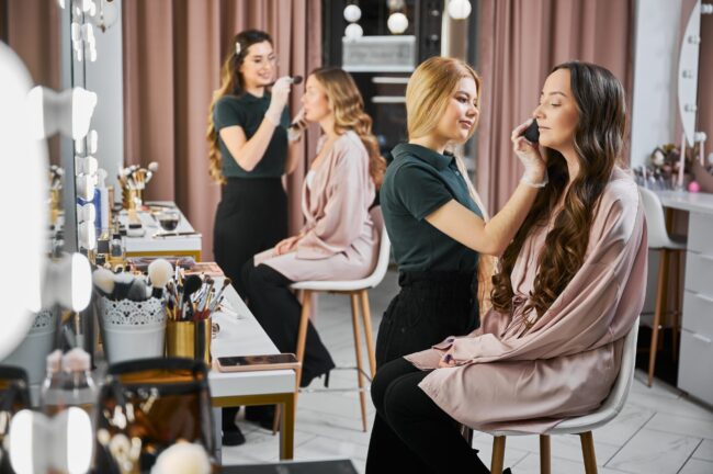 Makeup,Artists,Doing,Professional,Makeup,For,Women,In,Visage,Studio.